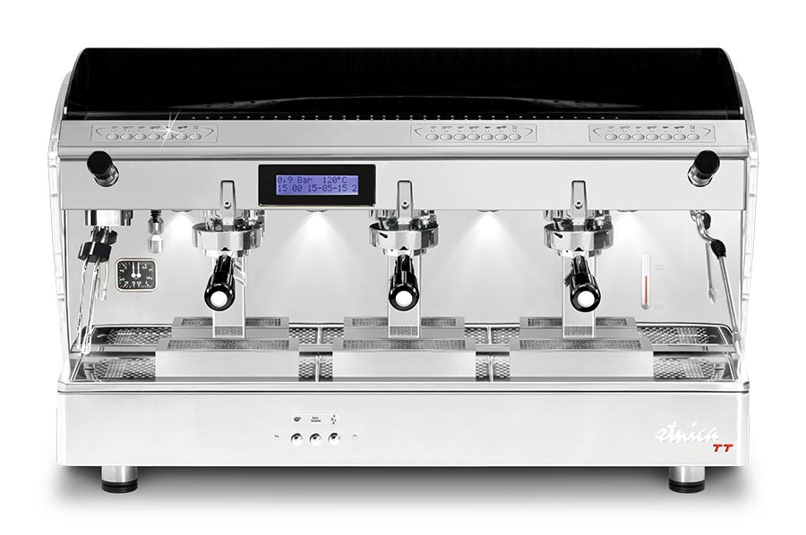 Maquina de café Orchestrale Etnica display TT vista frontal 3 grupos E61 automática